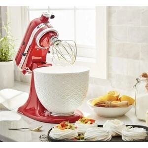 KitchenAid 5-Quart Mermaid Lace Ceramic Bowl, White, KSM2CB5TWM